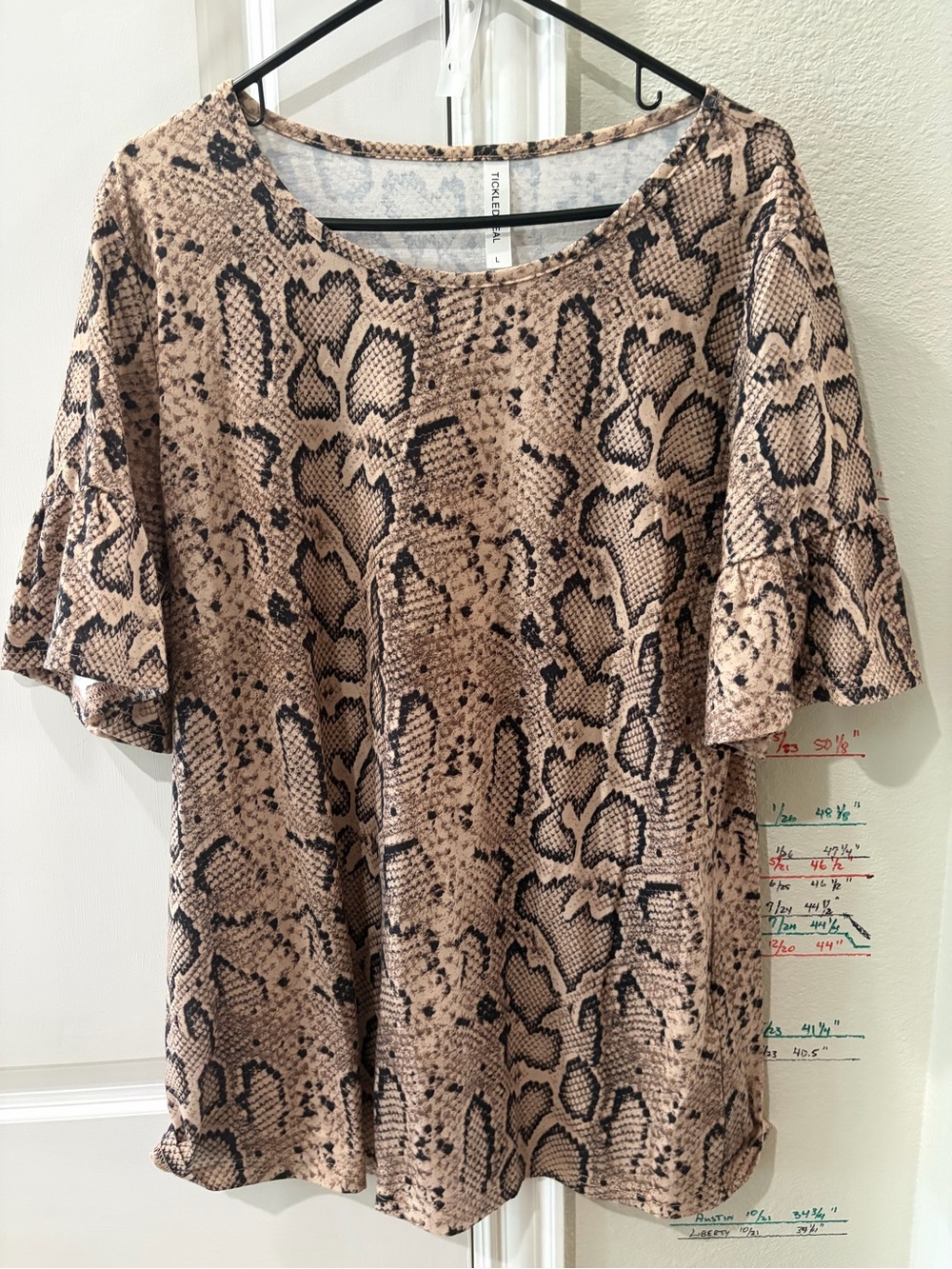 Tickled Teal Taupe and Black Snake Print Tunic